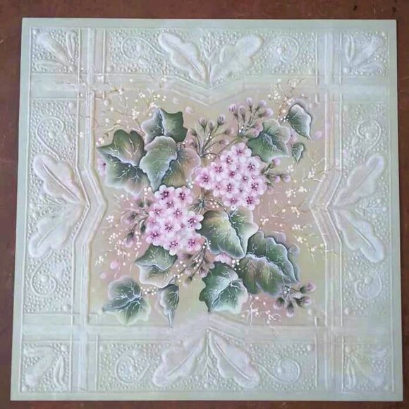 Set of 3 Incredibly Detailed Hand Painted Rococo Style Flowers on Embossed Metal - Picture 4 of 10